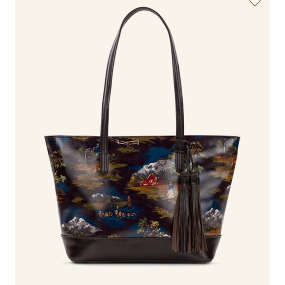 NWOT Patricia Nash Verzi Tote Montana Prairie Skies Leather Handbag With Tassel - Picture 10 of 13